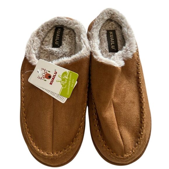 KuaiLu Clog Arch Support Suede Faux Fur Memory Foam slippers, SIZE 11, NWT - Picture 1 of 7